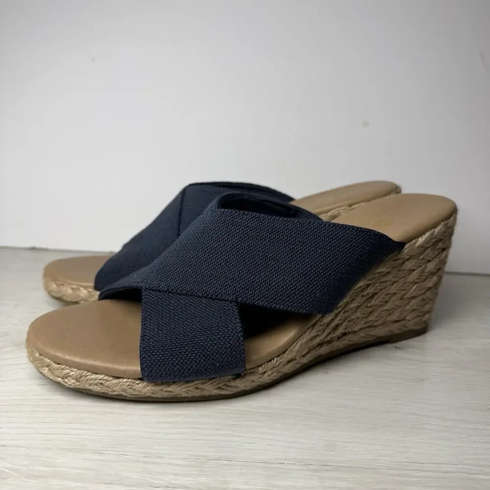 Tommy Bahama Suzette Navy Blue Espadrille Wedge Sandals Women's 7.5M PL282190